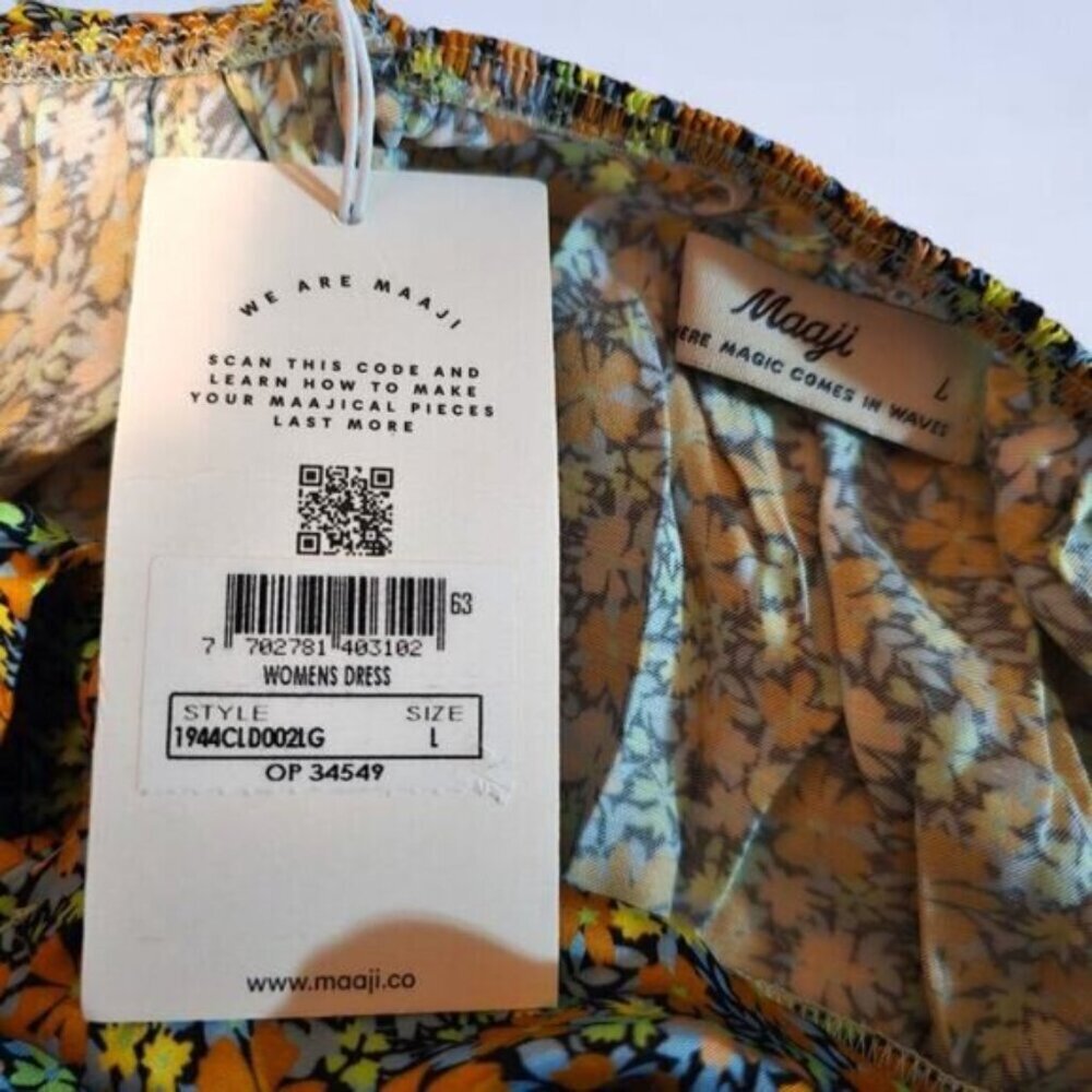 BNWT Maaji Olive Floral Maxi Slip Dress with Front Slit - Picture 6 of 10